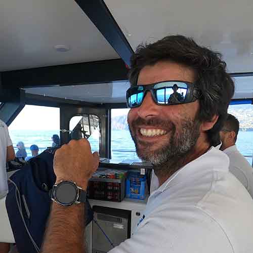 Fabio is one of the crew on the Magic Dolphin Eco catamaran.